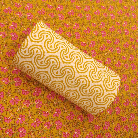 Garden Mustard Unstitched Cotton Rajasthani Suit with Malmal Dupatta