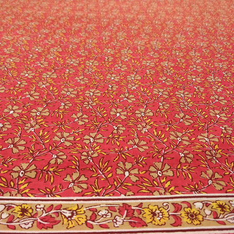 Garden Carrot Unstitched Cotton Rajasthani Suit Set With Malmal Dupatta