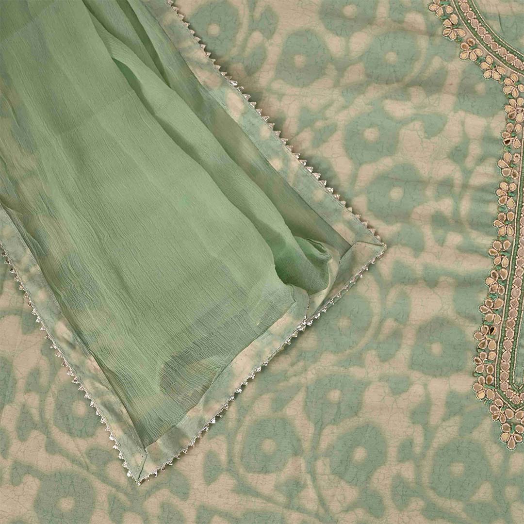 Grass Batik Unstitched Muslin Jaipuri Salwar Suit With Chiffon Dupatta