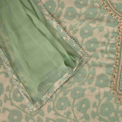 Grass Batik Unstitched Muslin Jaipuri Salwar Suit With Chiffon Dupatta