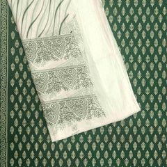 Green Fount Unstitched Cotton Jaipuri Salwar Suit With Malmal Dupatta