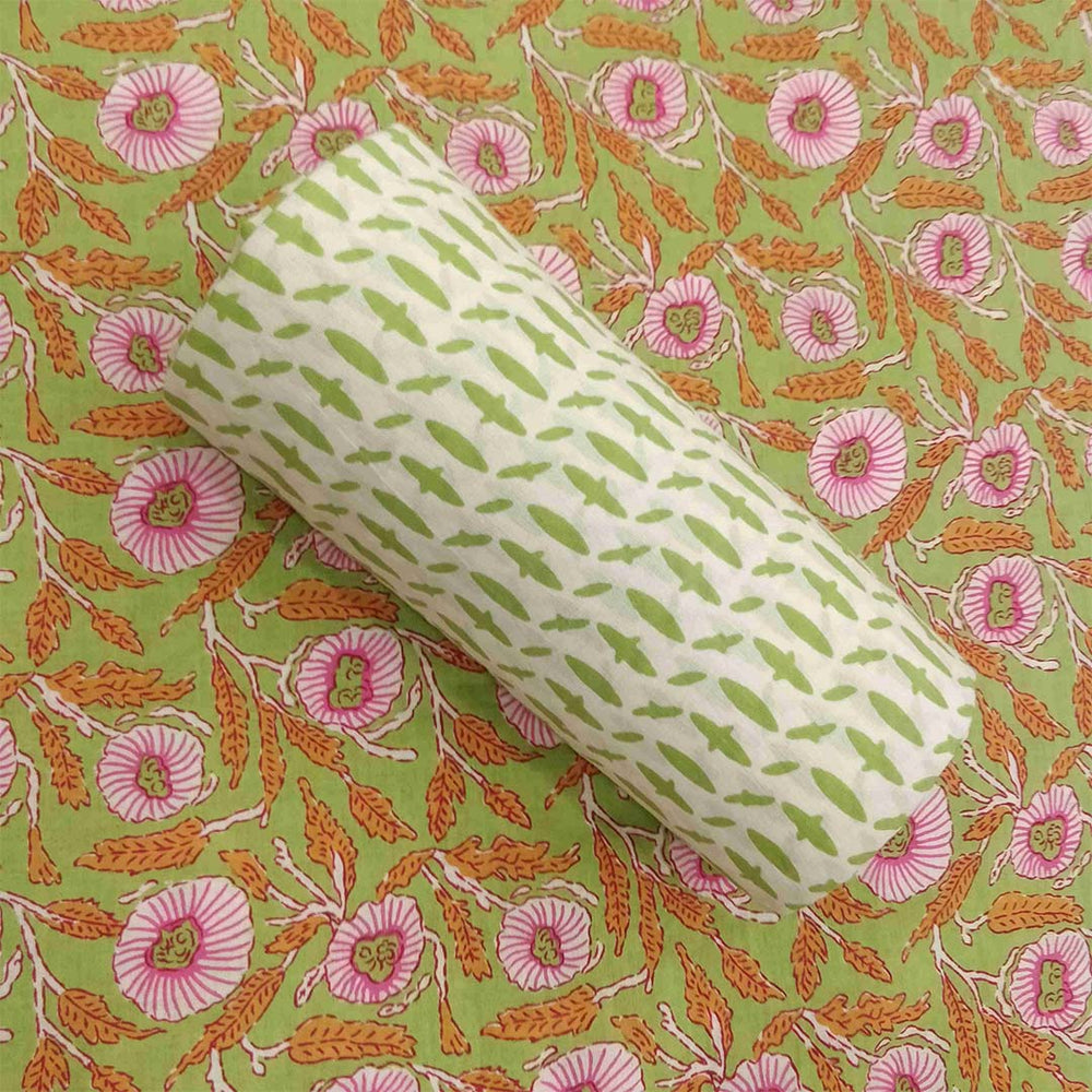 Green Jaal Unstitched Cotton Rajasthani Salwar Suit With Malmal Dupatta