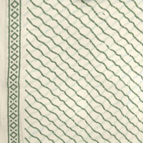 Green White Leheriya Unstitched Cotton Rajasthani Salwar Suit With Malmal Dupatta