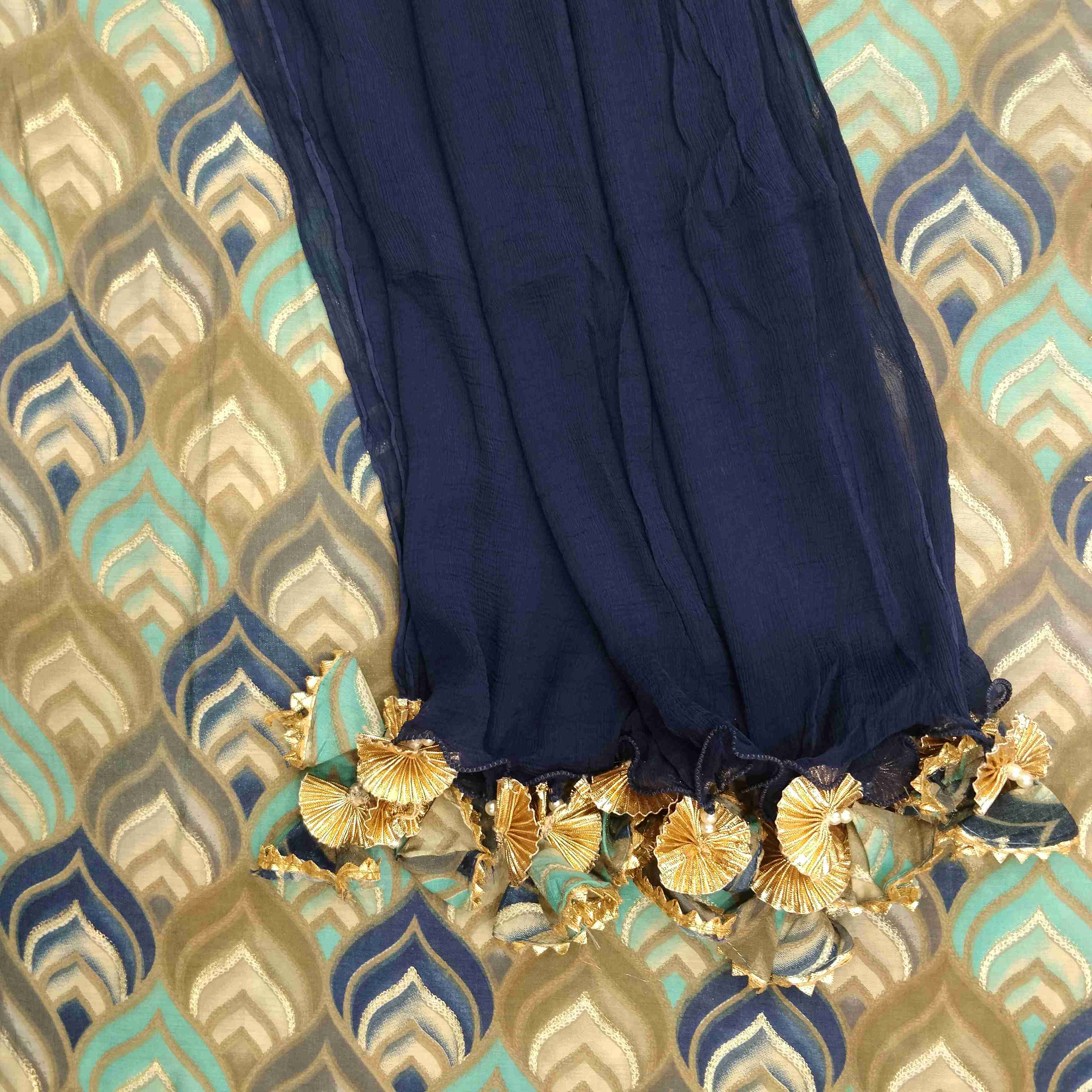 Aqua Blue Muslin Suit Set - Mayurika