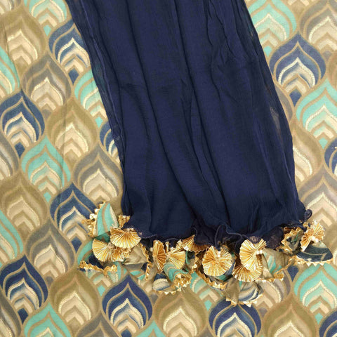 Aqua Blue Muslin Suit Set - Mayurika