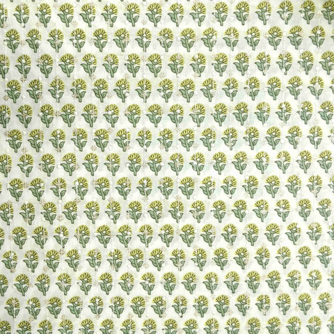 Ivory Block Print Cotton Suit Set - Mayurika