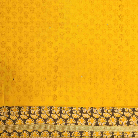 Mustard Grey Unstitched Cotton Salwar Suit With Chiffon Dupatta