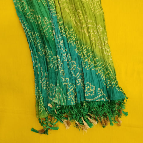 Sunflower Green Unstitched Cotton Suit Set With Muslin Silk Dupatta