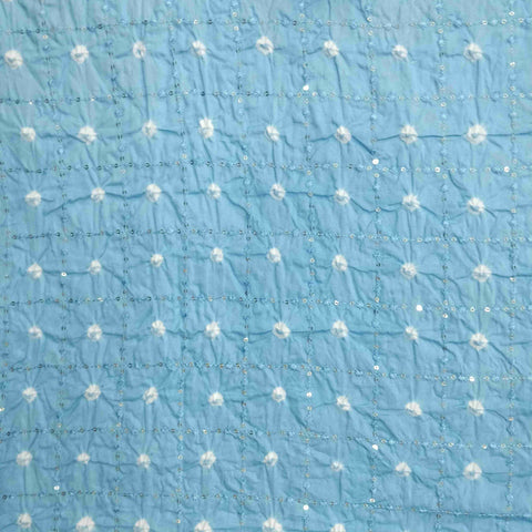 Powder Blue 2 Bandhej Cotton Suit Set