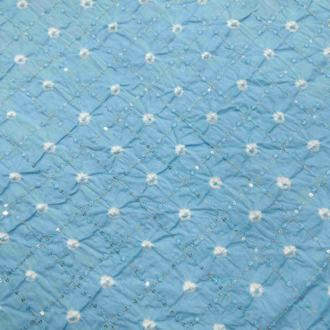 Powder Blue 2 Bandhej Cotton Suit Set