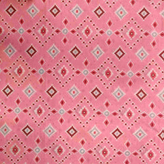 Ikat Pink Unstitched Cotton Jaipuri Salwar Suit With Chiffon Dupatta