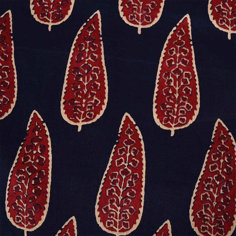Indigo Maroon Unstitched Cotton Jaipuri Salwar Suit With Chiffon Dupatta