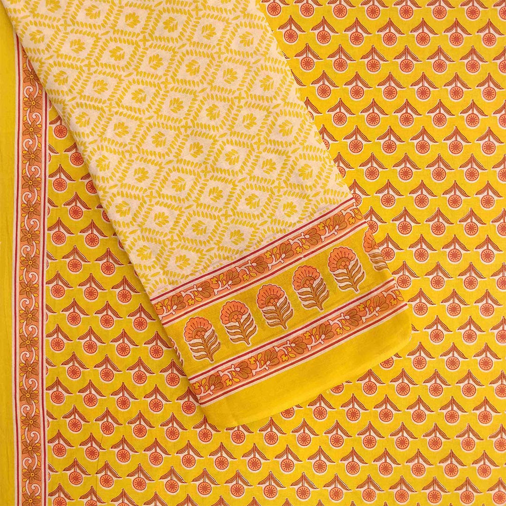 Lily Honey Unstitched Cotton Salwar Suit With Malmal Dupatta