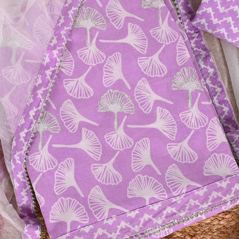 Moff Leaf Unstitched Cotton Jaipuri Salwar Suit With Chiffon Dupatta
