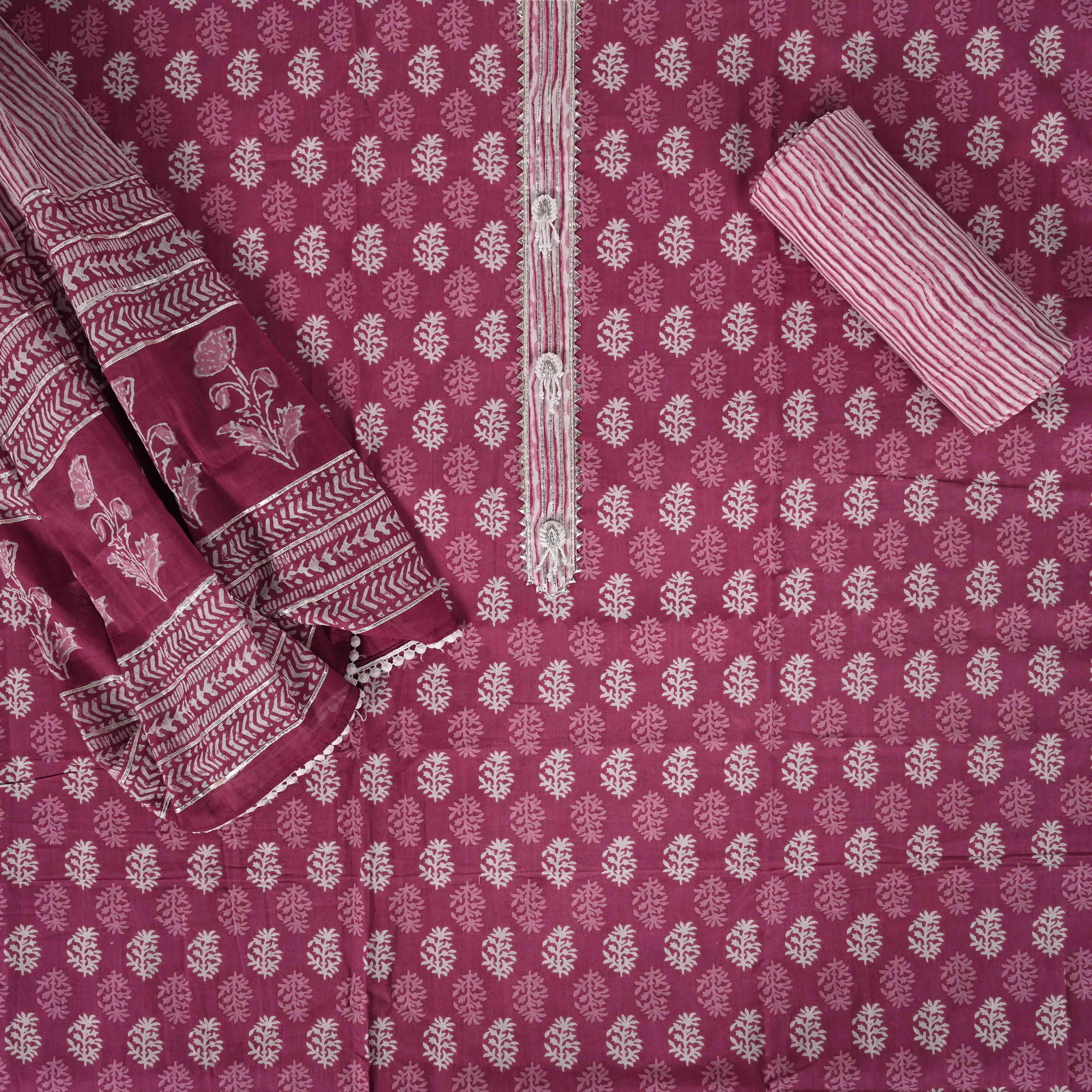 Onion Pink Unstitched Cotton Unstitched Salwar Suit