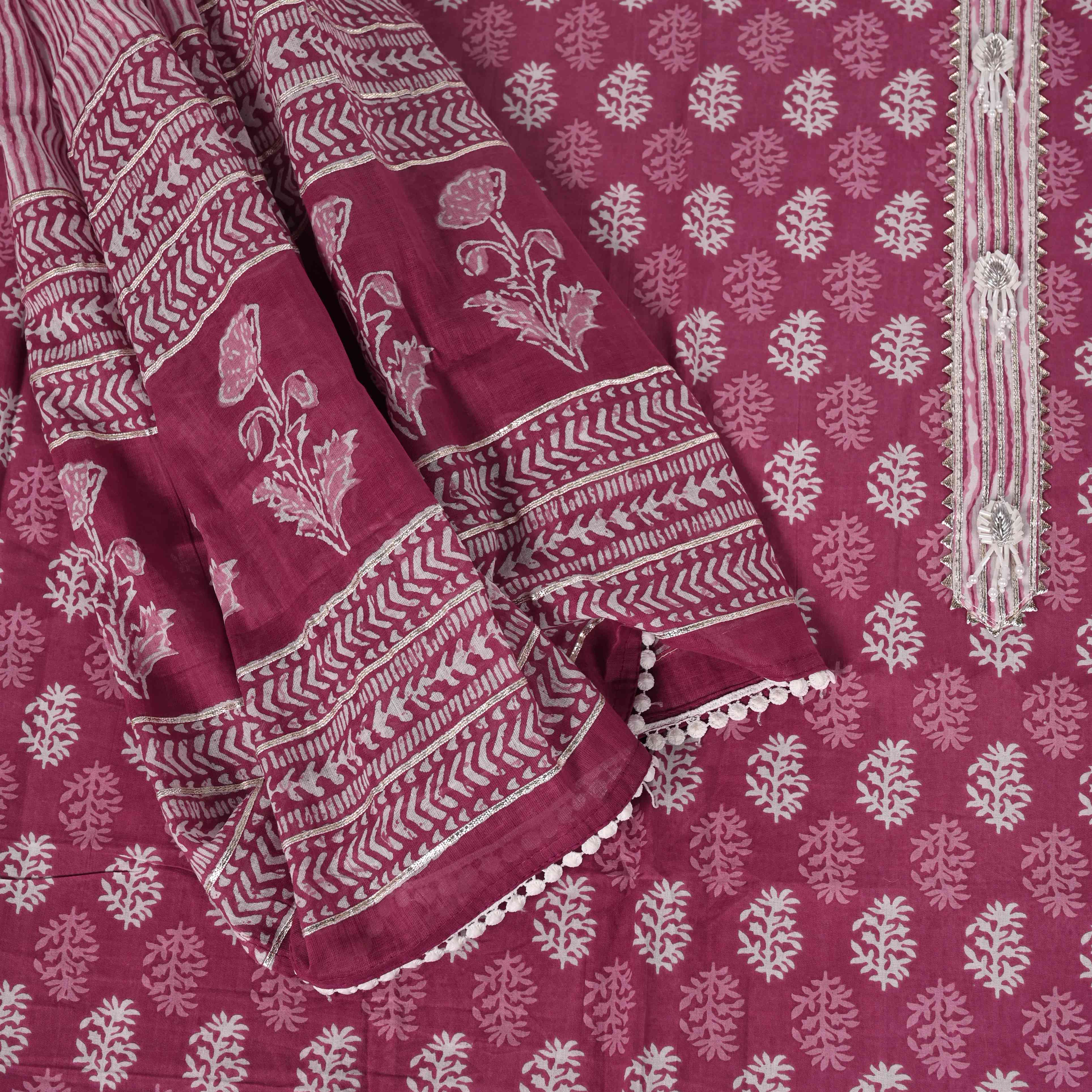 Onion Pink Unstitched Cotton Unstitched Salwar Suit