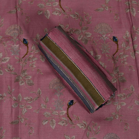 Onion Pink Unstitched Muslin Jaipuri Salwar Suit With Chiffon Dupatta