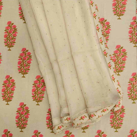 Oyster Tree Unstitched Cotton Rajasthani Salwar Suit With Chiffon Dupatta