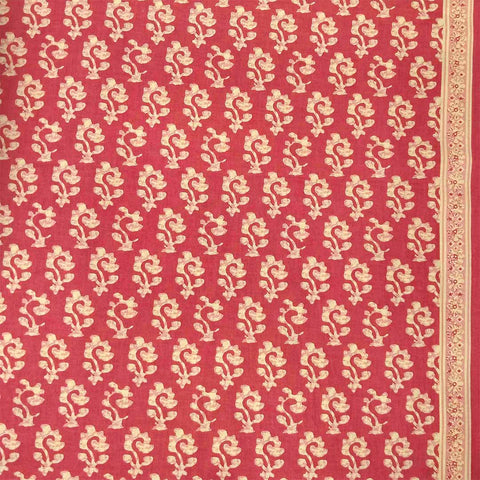 Pink Batik Unstitched Cotton Jaipuri Suit Set With Malmal Dupatta