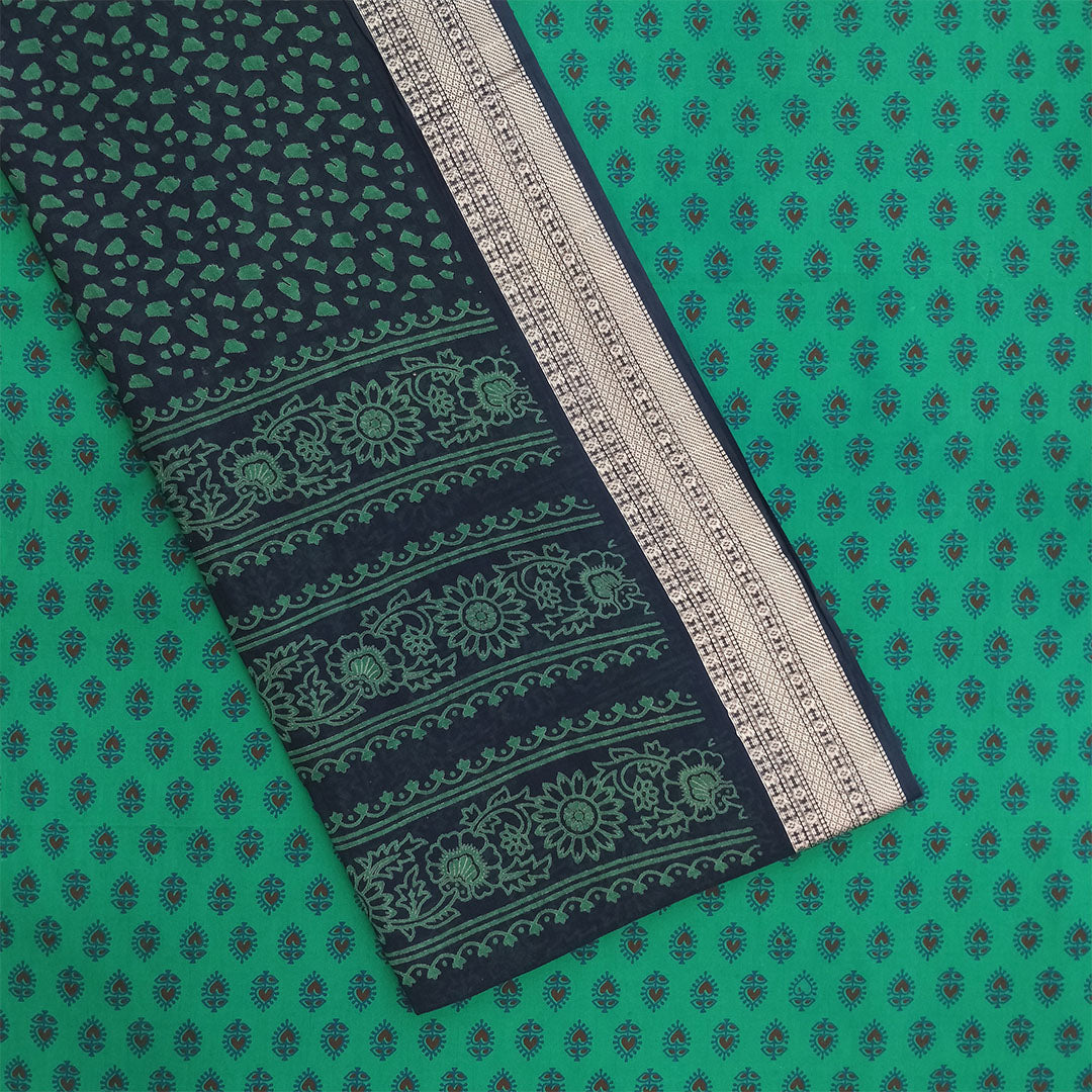 Rama Blue Heart Unstitched Cotton Rajasthani Suit Set With Malmal Dupatta