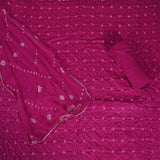 Rani Bandhej Unstitched Cotton Jaipuri Suit Set With Chiffon Dupatta