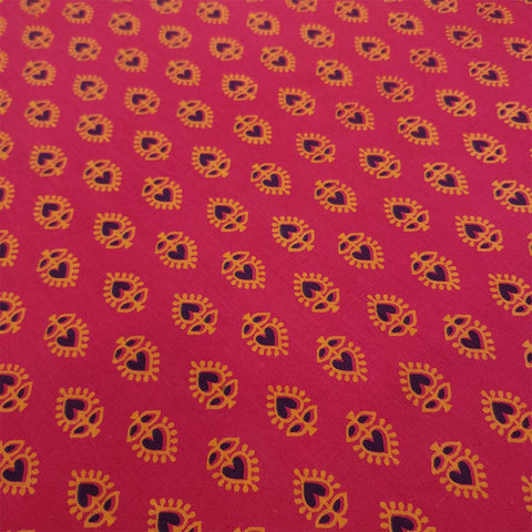 Rani Yellow Heart Unstitched Cotton Rajasthani Suit With Malmal Dupatta