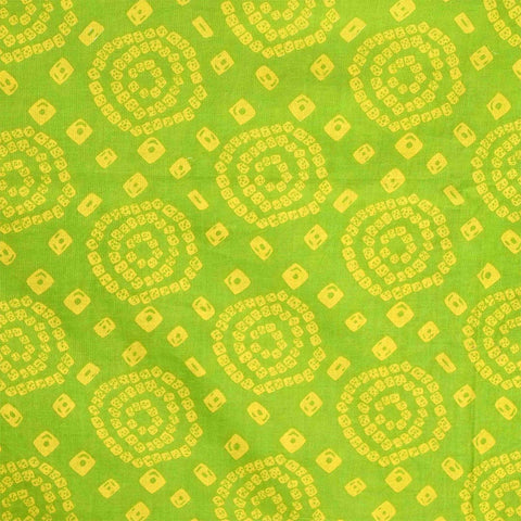 Refresh Green Bandhej Unstitched Cotton Jaipuri Suit Set with Chiffon Dupatta