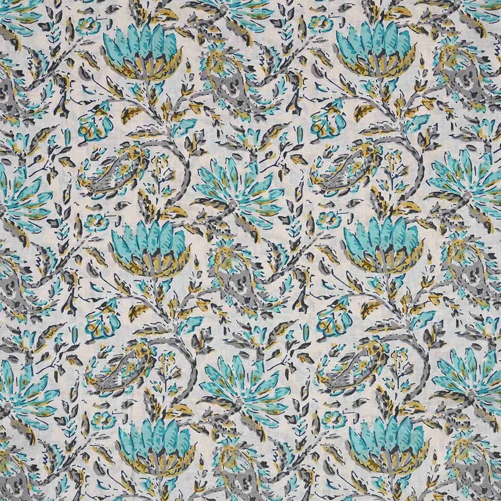 Tiffany Blue Flower Unstitched Jaipur Cotton Suit Set With Dupatta