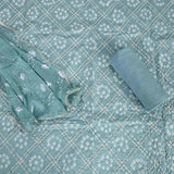 Turkish Bandhej Unstitched Cotton Jaipuri Salwar Suit With Chiffon Dupatta