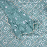 Turkish Bandhej Unstitched Cotton Jaipuri Salwar Suit With Chiffon Dupatta