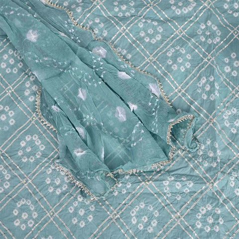 Turkish Bandhej Unstitched Cotton Jaipuri Salwar Suit With Chiffon Dupatta