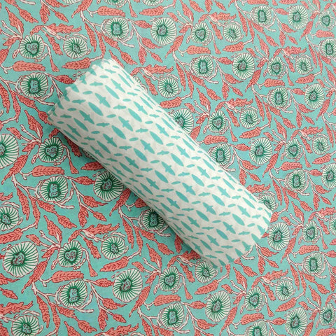 Turquoise Jaal Unstitched Cotton Rajasthani Suit Set With Malmal Dupatta
