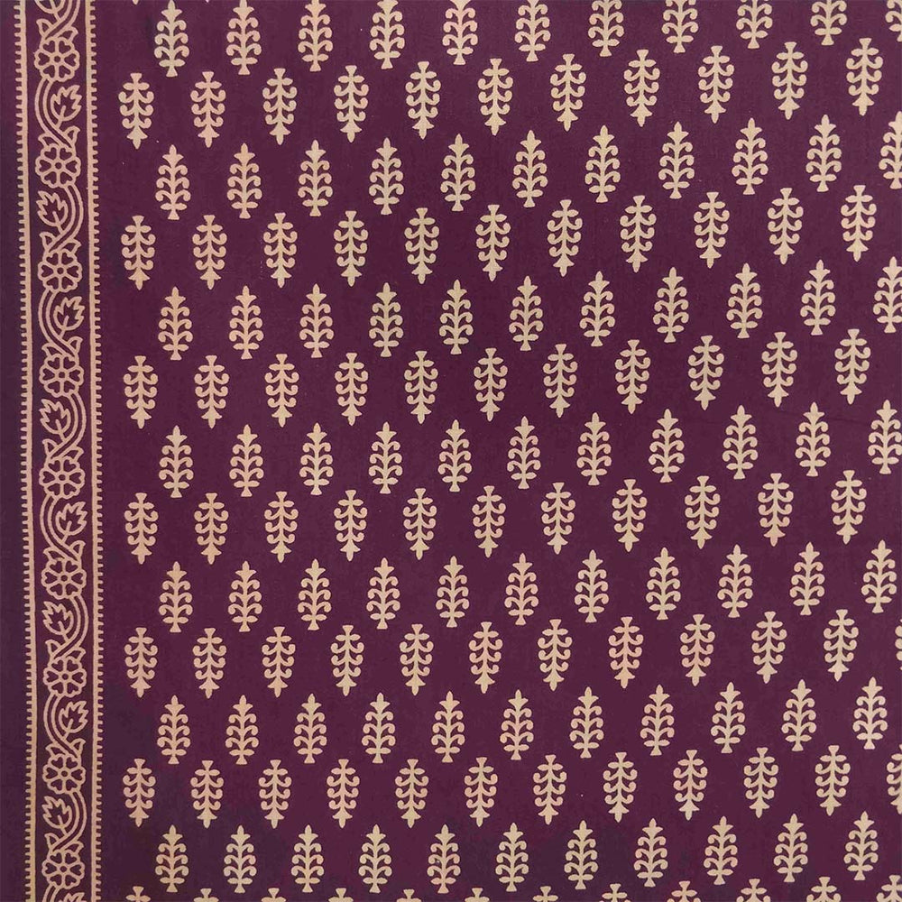 Vine Fount Unstitched Cotton Jaipuri Suit Set With Malmal Dupatta