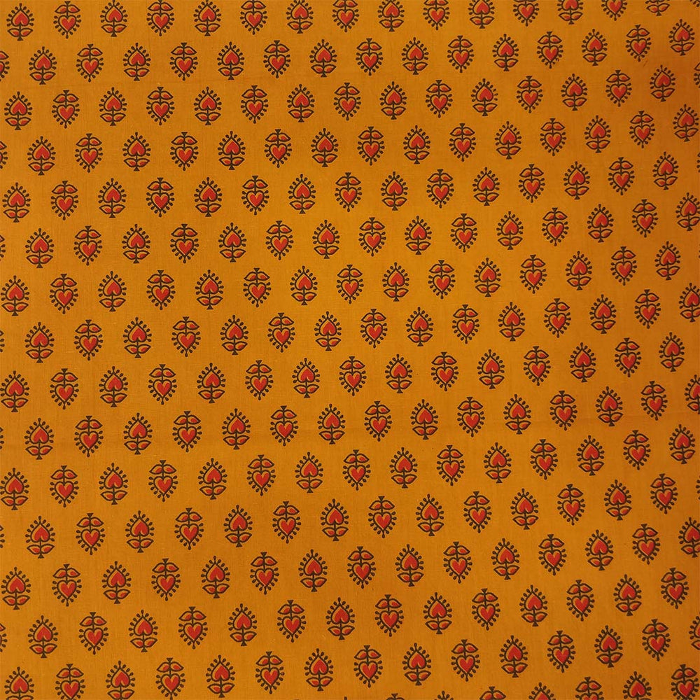 Yellow Blue Heart Unstitched Cotton Rajasthani Suit Set With Malmal Dupatta